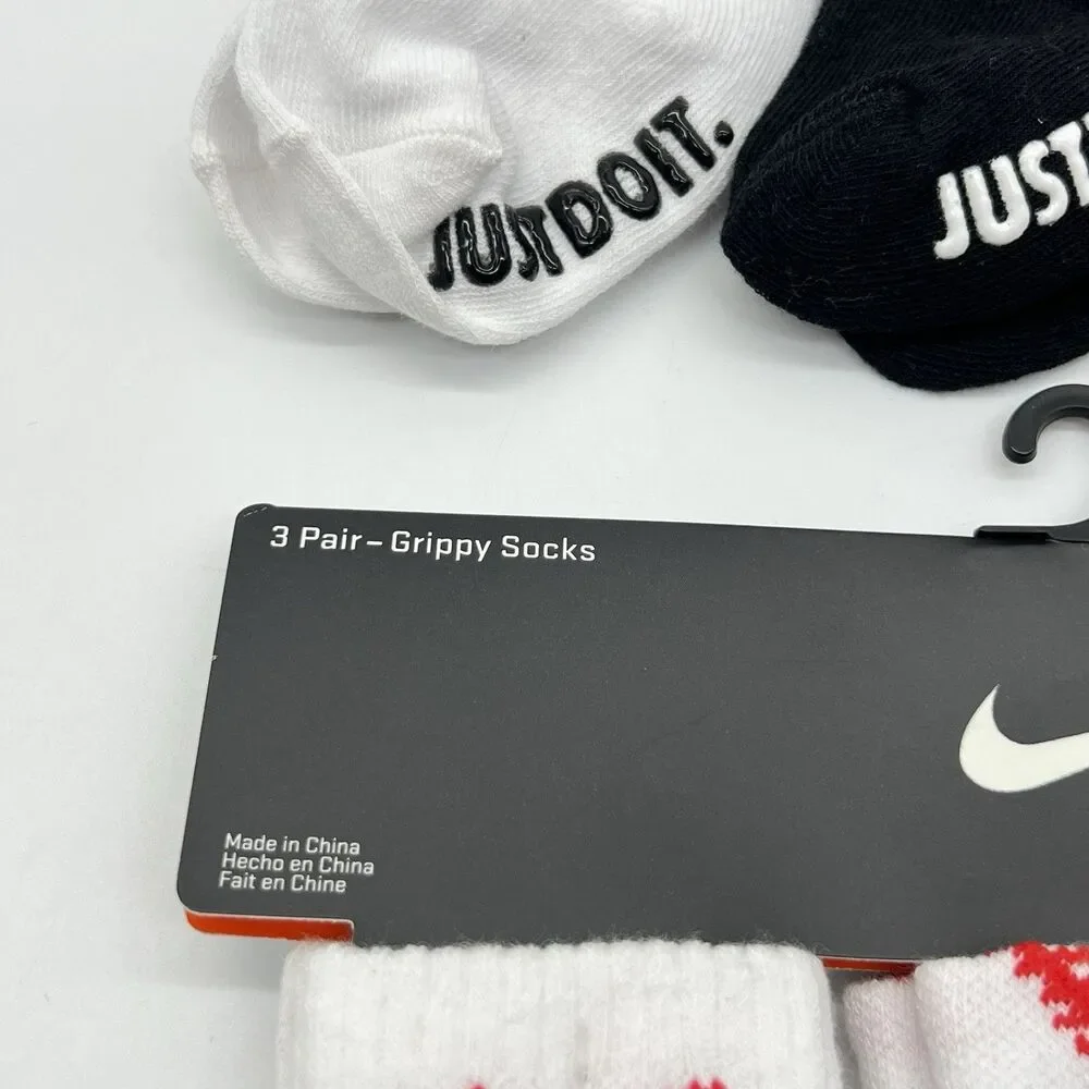 Nike Baby Grippy  Socks 6-Pack – Sports Baseball Just Do It – Size 6-12M